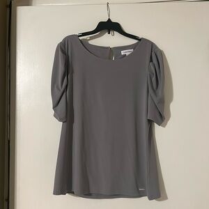 Calvin Klein Gray Puff Sleeve Blouse